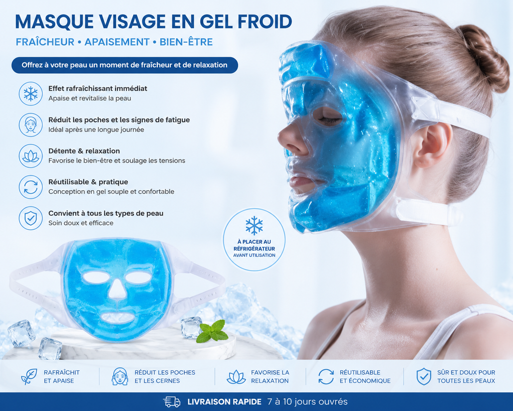 Masque de Gel Rafraîchissant pour le Visage – Effet Décongestionnant et Relaxant