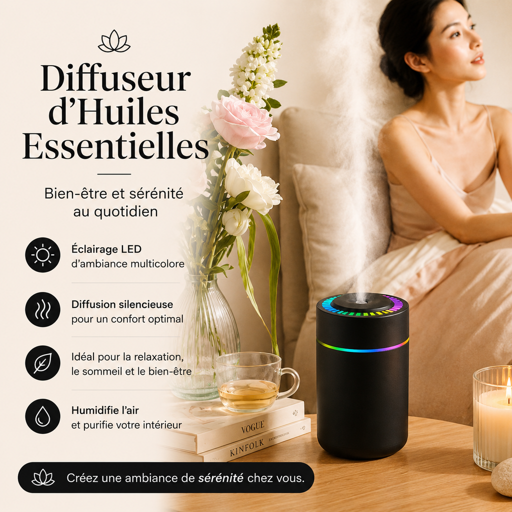 Mini Humidificateur d’Air USB et Diffuseur d’Arômes