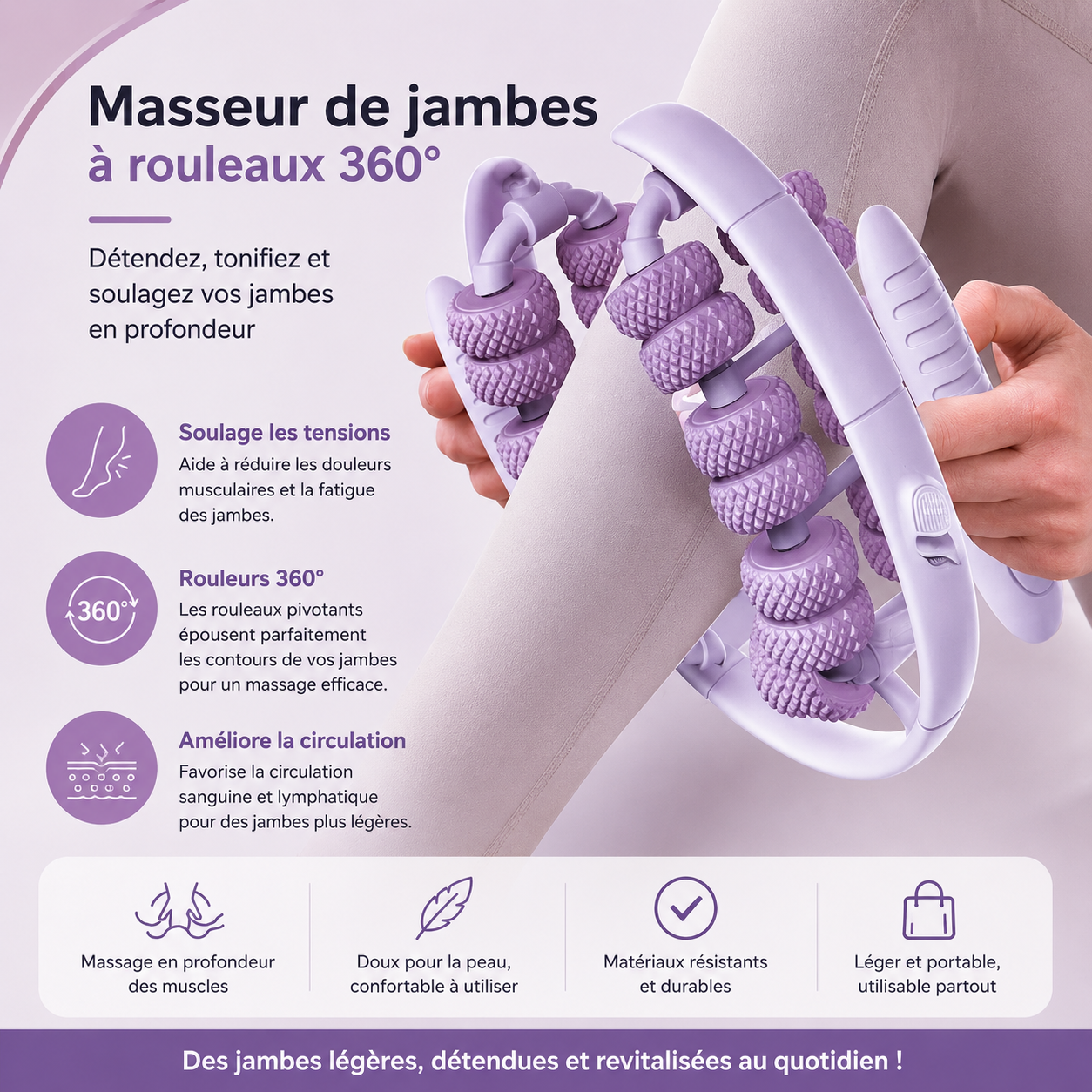 Rouleau de Massage 28 Roues – Maderothérapie Corps et Jambes