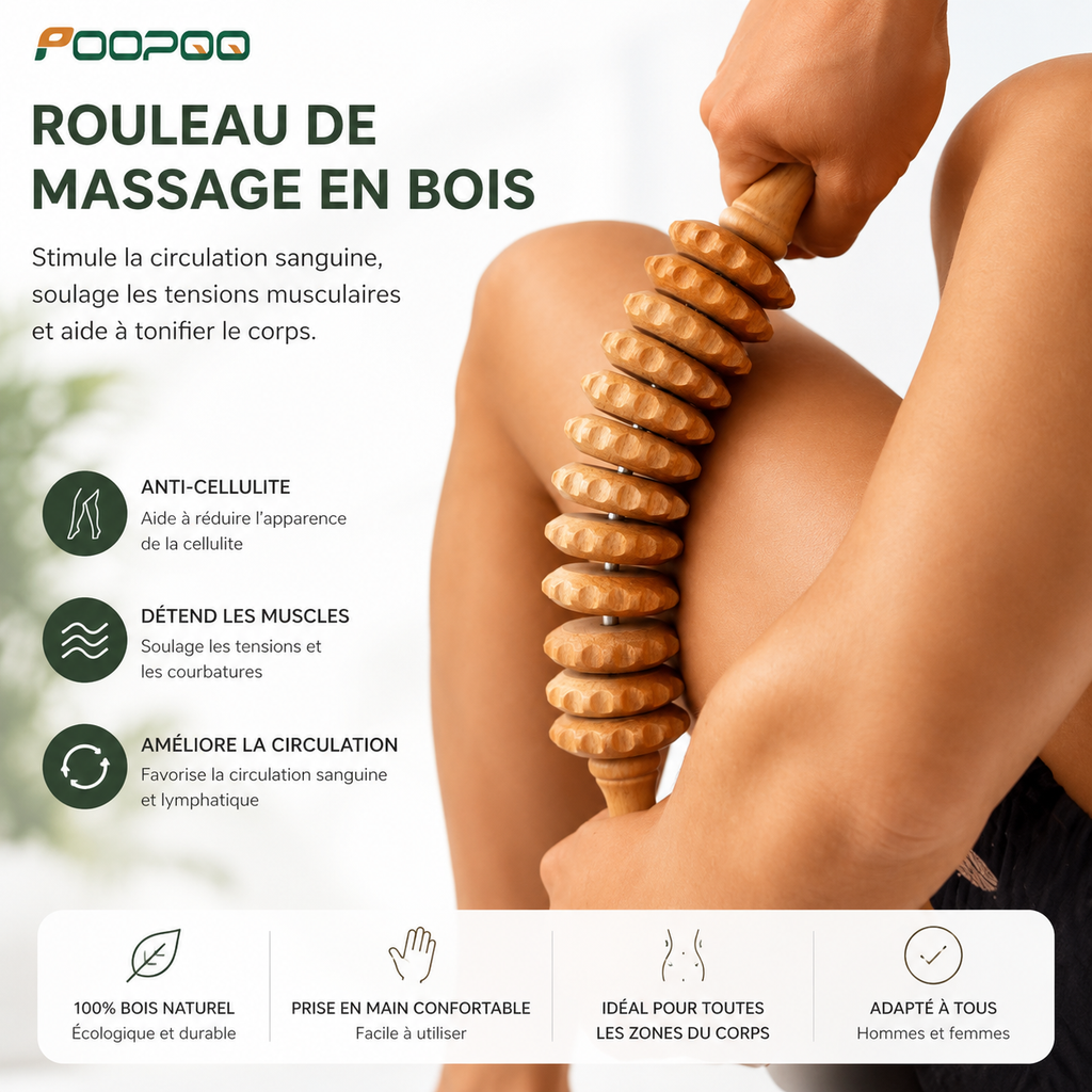 Rouleau de Massage en Bois – Maderothérapie Corps