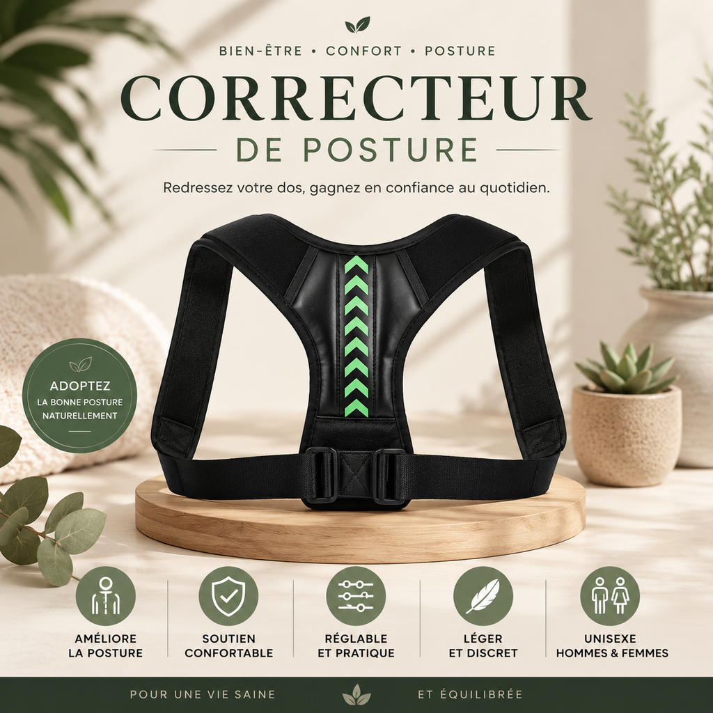 Correcteur de Posture Ergonomique – Maintien du Dos & des Épaules