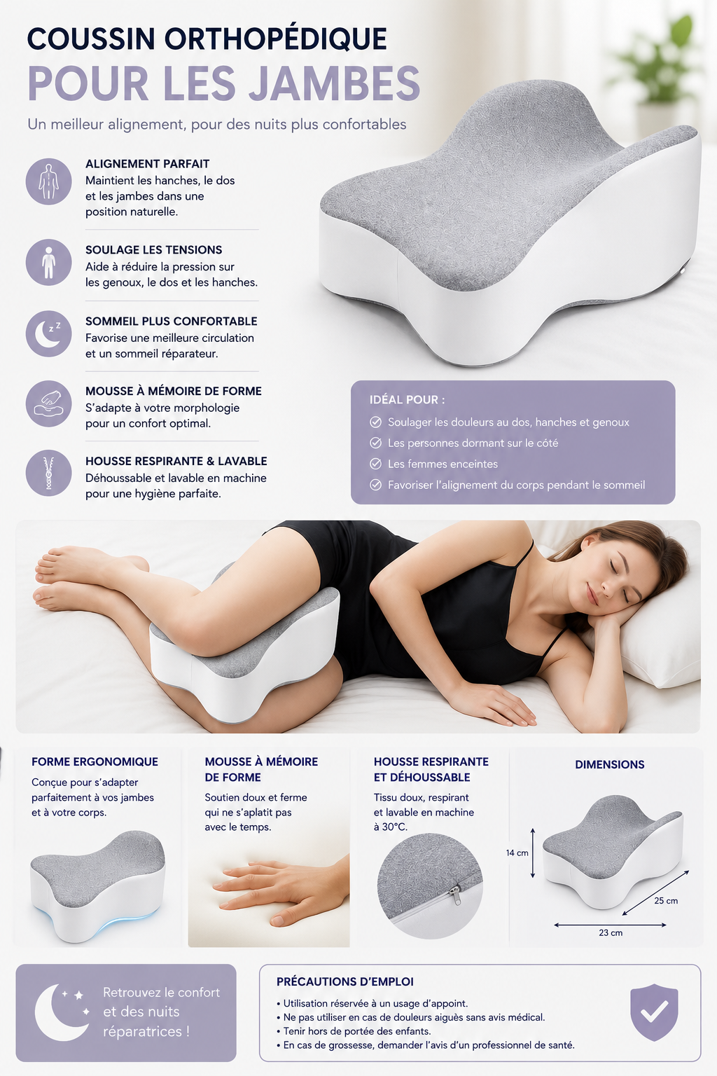 Coussin Orthopédique de Sommeil – Confort & Alignement Optimal