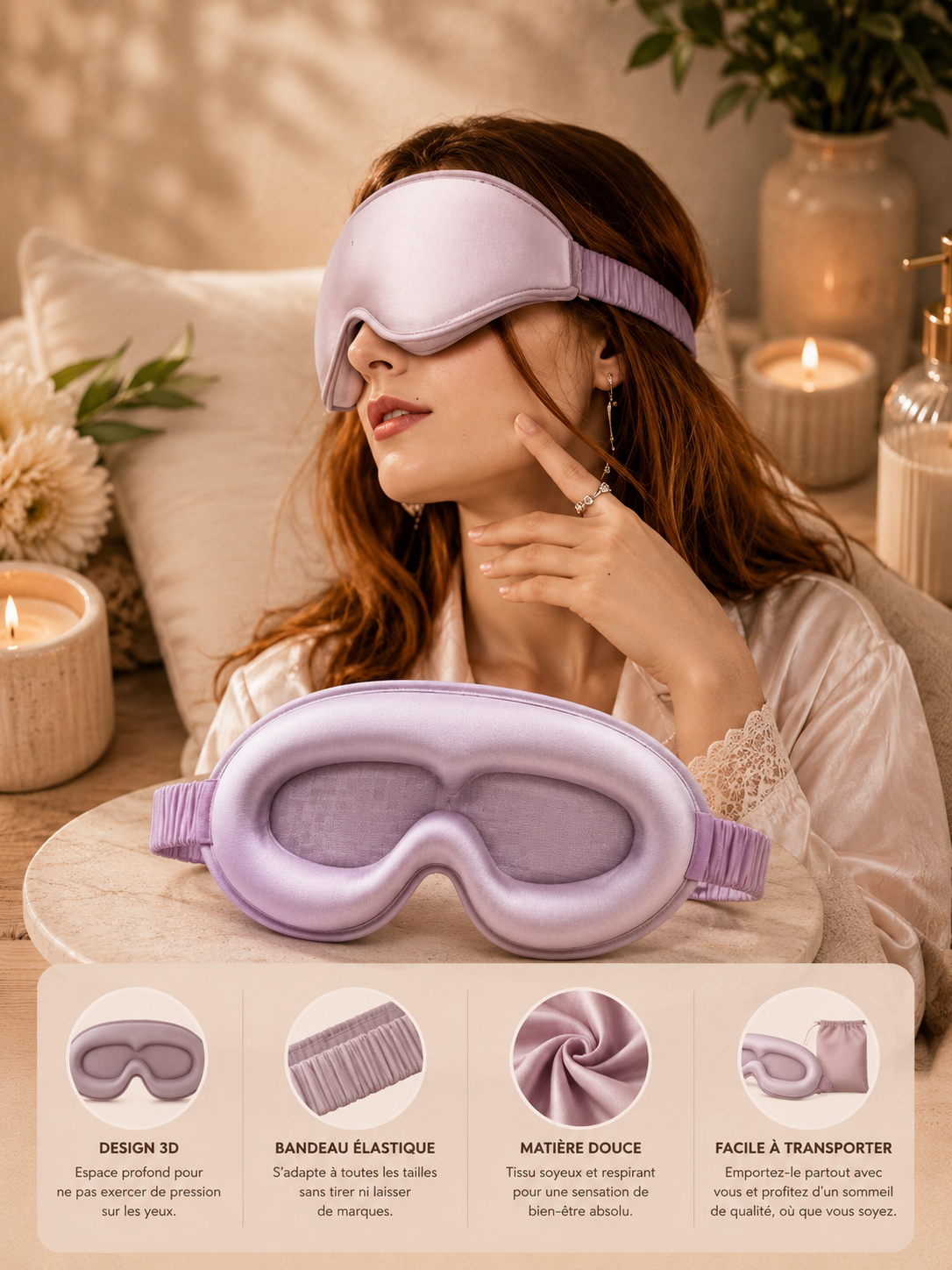 Masque de Sommeil en Soie 3D – L'Essentiel de Vos Nuits Paisibles