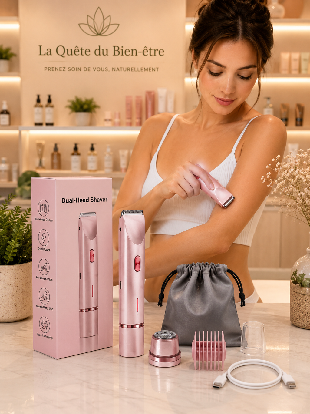 Rasoir Électrique Femme 2-en-1 – Douceur, Précision & Confort