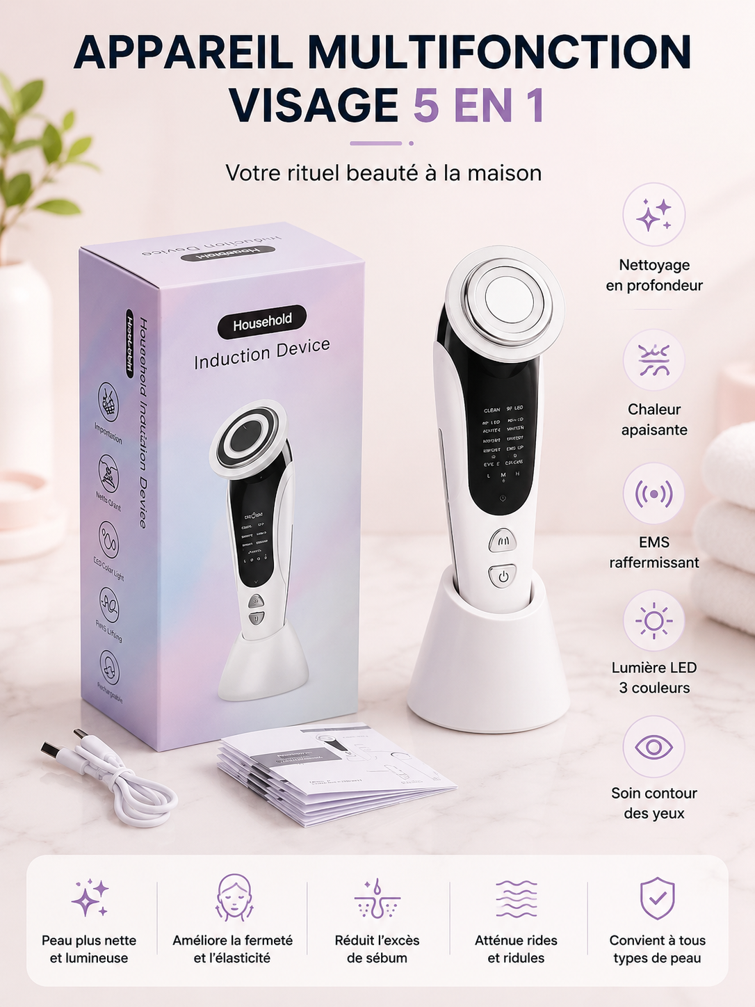 SkinLift Pro 7-en-1 – Appareil Visage EMS & LED