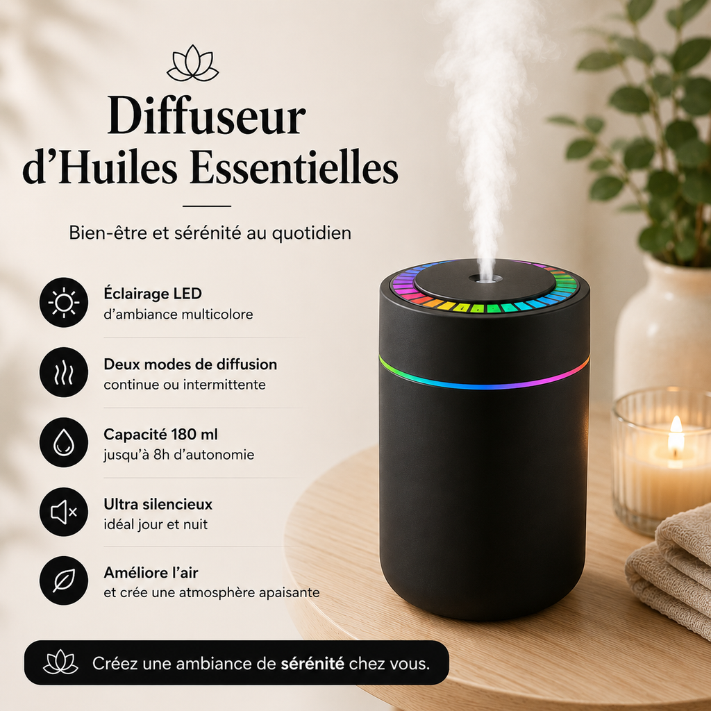 Mini Humidificateur d’Air USB et Diffuseur d’Arômes