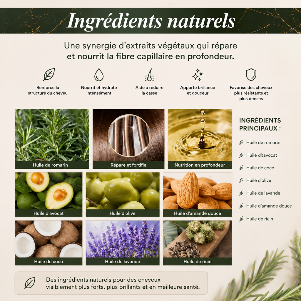 Huile de Romarin pour Cheveux – Soin Nourrissant et Réparateur