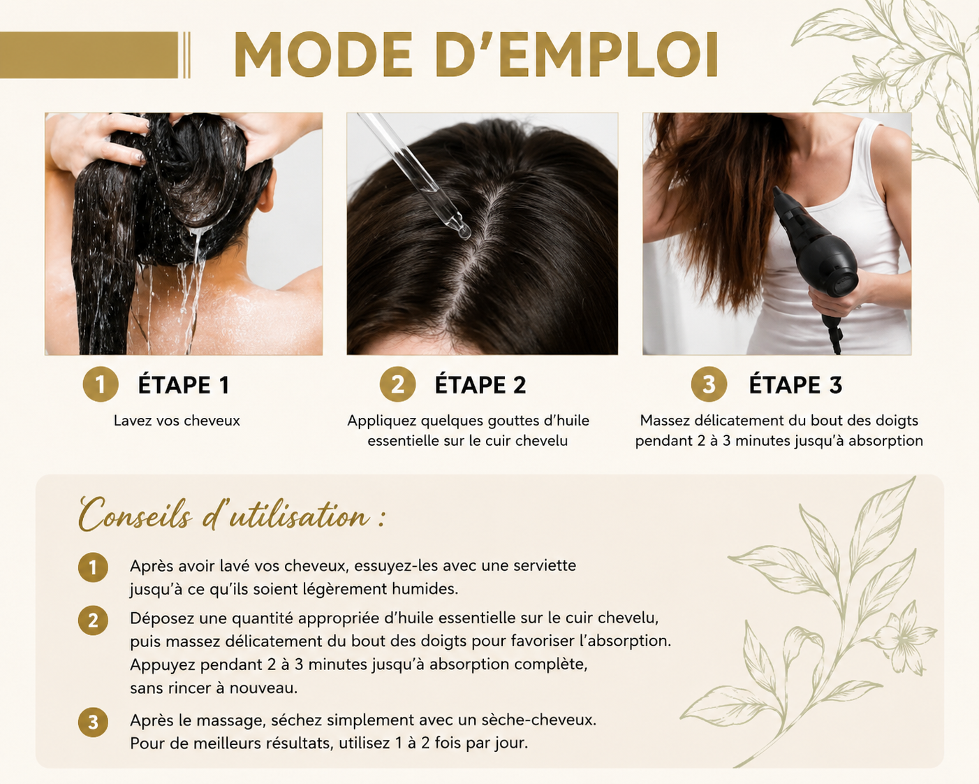 Huile de Romarin pour Cheveux – Soin Nourrissant et Réparateur