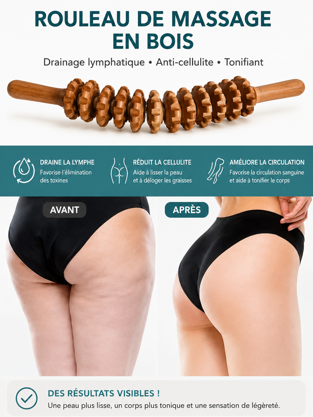 Rouleau de Massage en Bois – Maderothérapie Corps