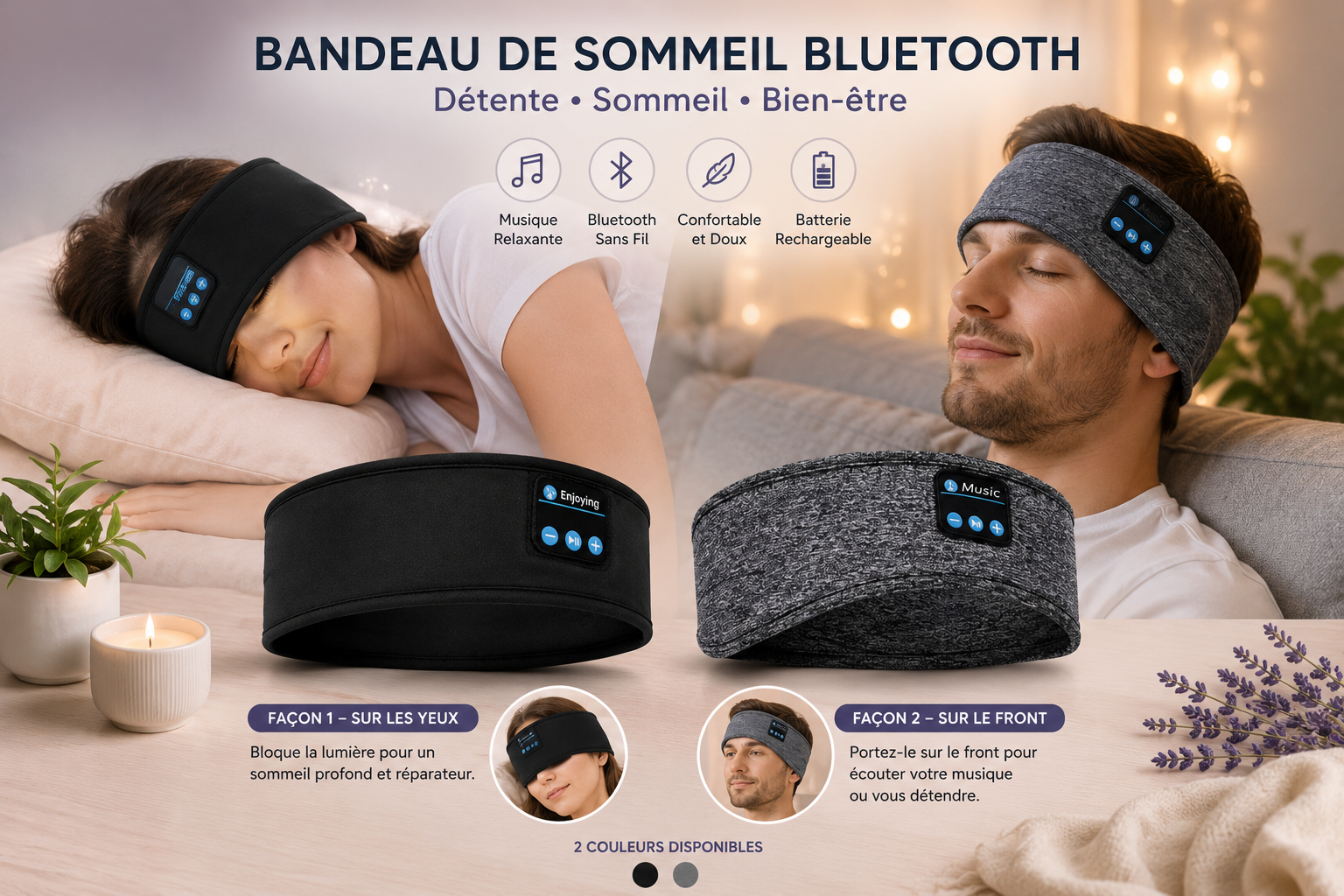 Bandeau de Sommeil Bluetooth Relaxation