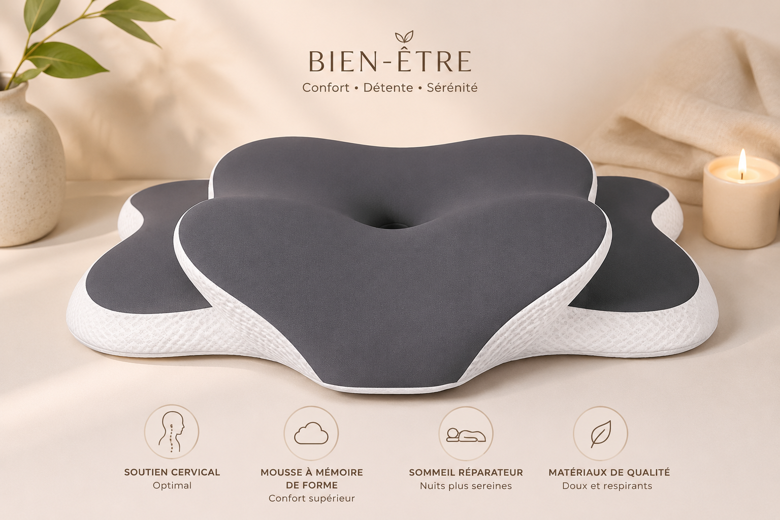 Oreiller Cervical Papillon à Mémoire de Forme – Le Confort de Vos Nuits, le Bien-être de Votre Nuque