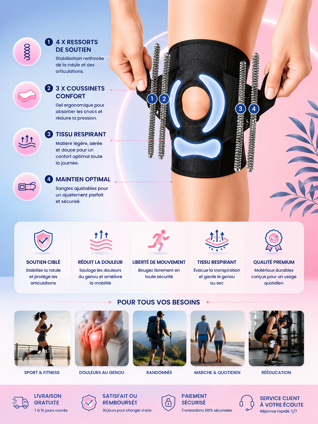 Genouillère de Compression – Soutien Renforcé & Confort au Quotidien