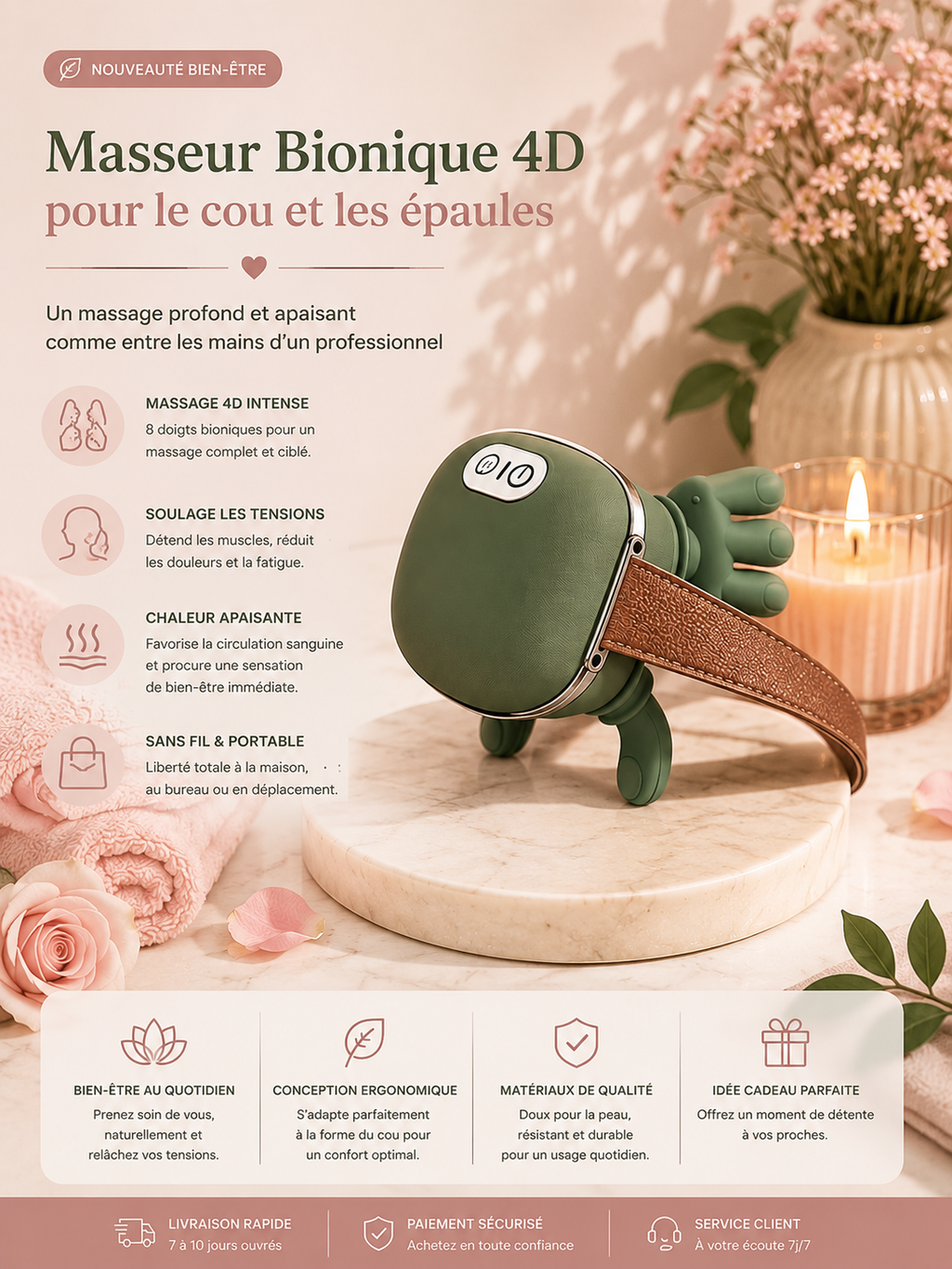 Masseur Cervical 4D Premium™ – Soulagement et Détente Instantanée