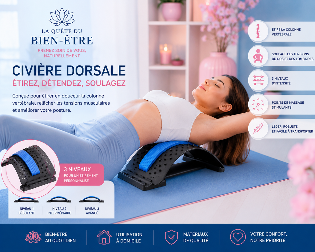 Civière Dorsale Ergonomique Premium – Étirement, Détente et Bien-être du Dos