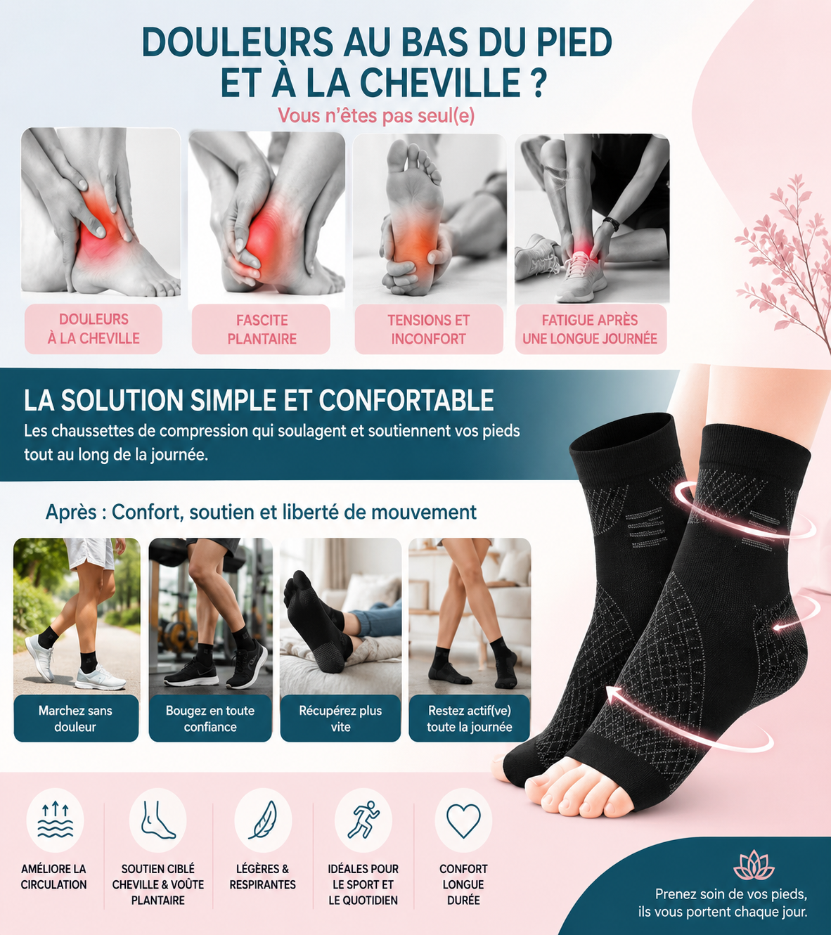 Chaussettes de Compression – Maintien & Confort au Quotidien