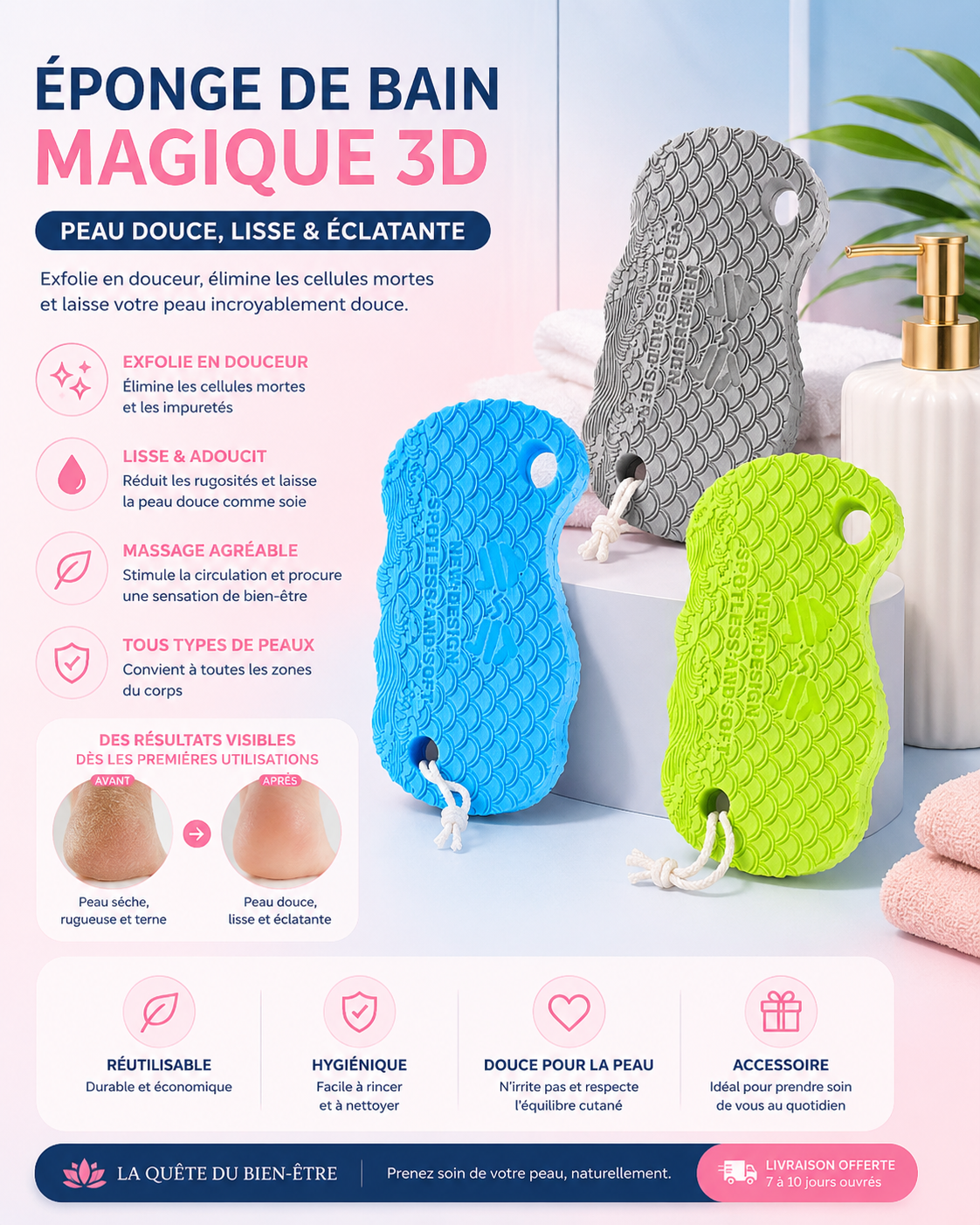 Éponge Magique Exfoliante 3D