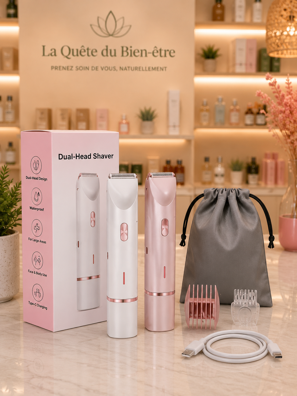 Rasoir Électrique Femme 2-en-1 – Douceur, Précision & Confort