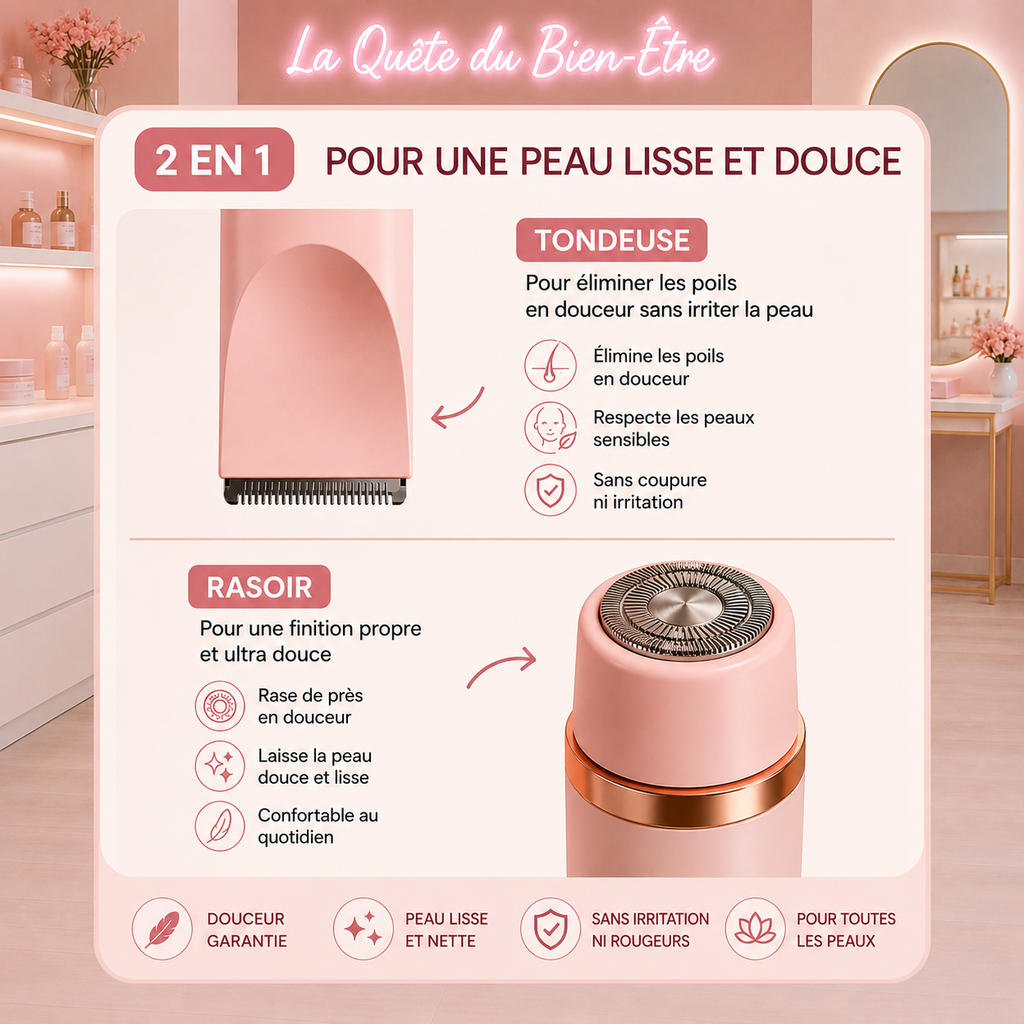Rasoir Électrique Femme 2-en-1 – Douceur, Précision & Confort