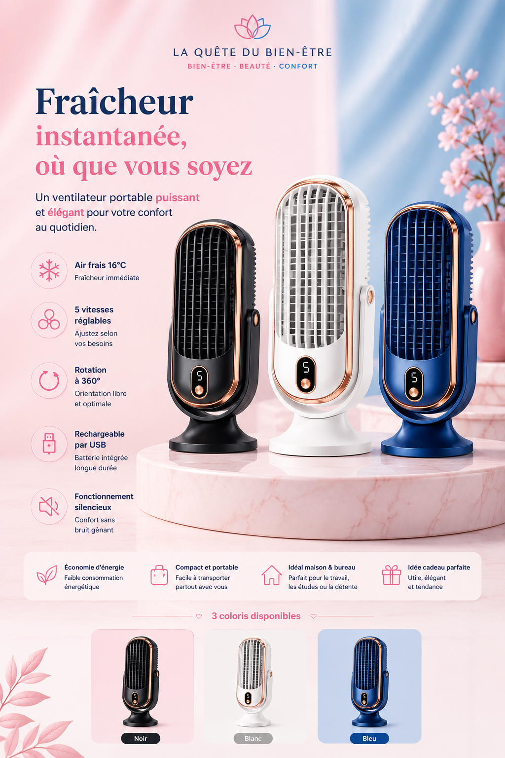 Ventilateur Rafraîchissant Portable USB - Un souffle de fraîcheur, où que vous soyez
