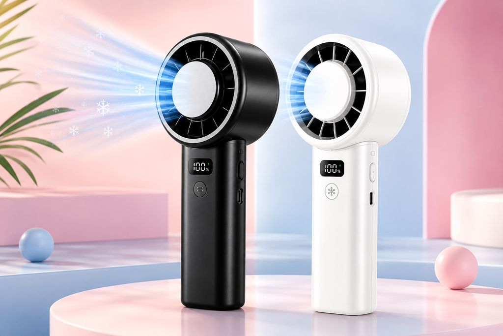 Ventilateur Portable Rafraîchissant – Effet Froid & 100 Vitesses