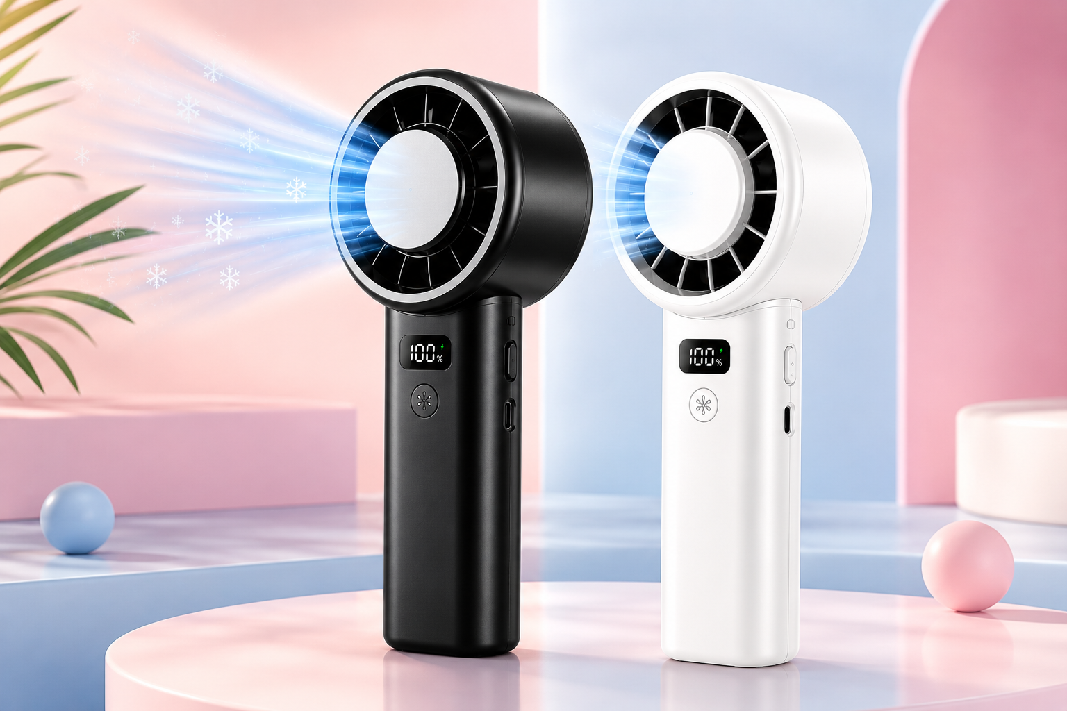 Ventilateur Portable Rafraîchissant – Effet Froid & 100 Vitesses