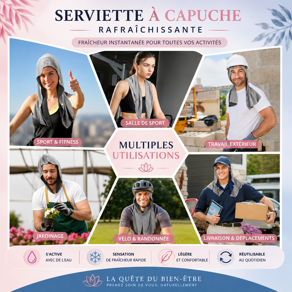 Serviette Rafraîchissante à Capuche – Fraîcheur Instantanée