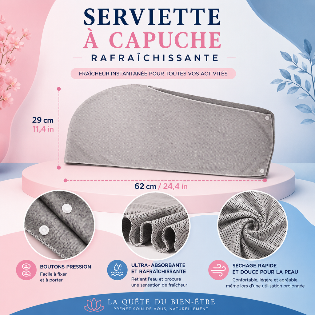 Serviette Rafraîchissante à Capuche – Fraîcheur Instantanée