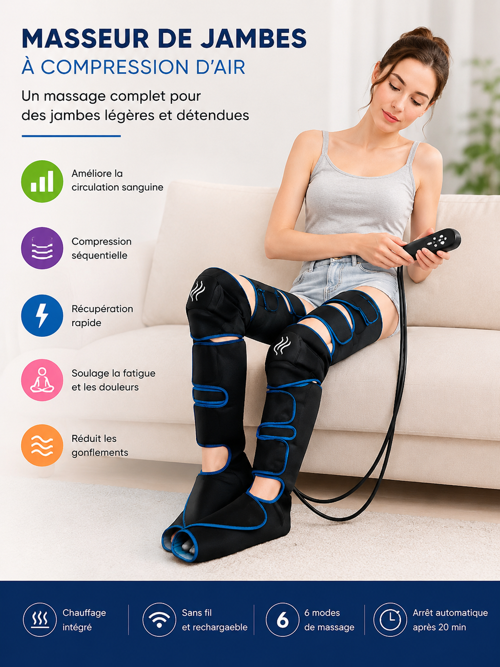Bottes de Pressothérapie Sans Fil & Chauffantes