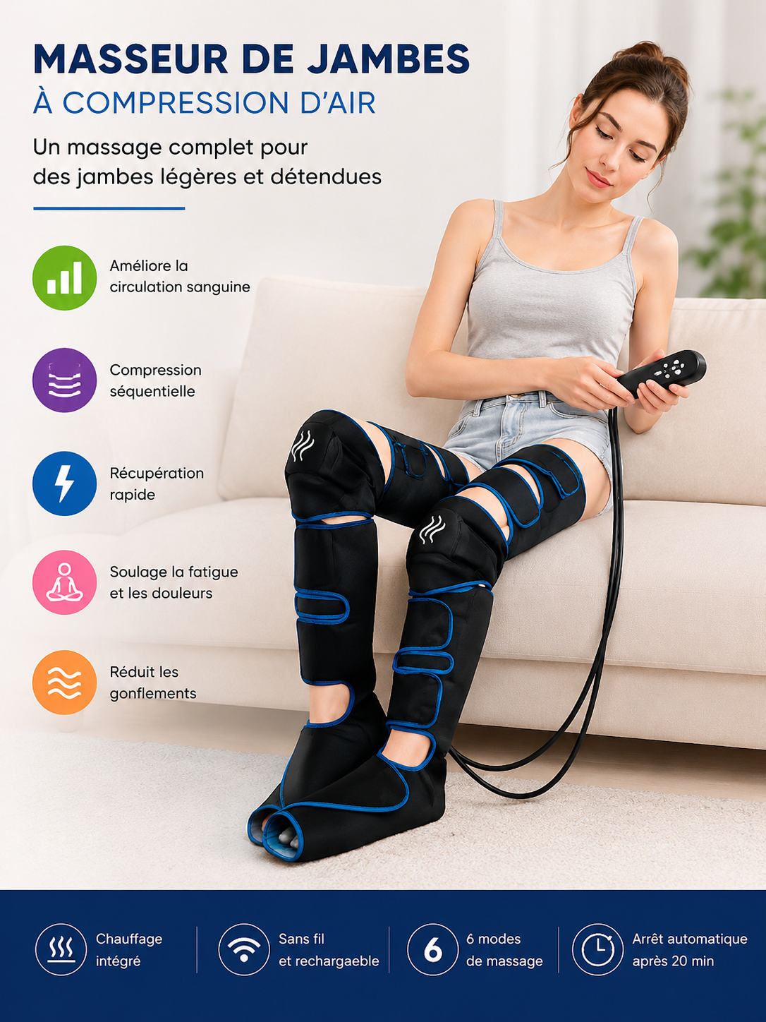 Bottes de Pressothérapie Sans Fil & Chauffantes