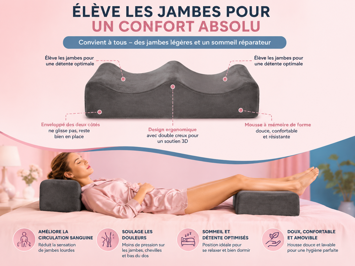 Coussin Ergonomique d’Élévation des Jambes