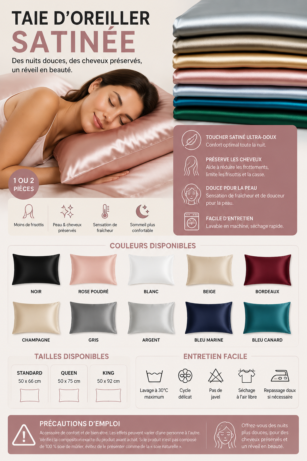Taie d'Oreiller en Soie de Mûrier – Douceur et Beauté Pendant Votre Sommeil